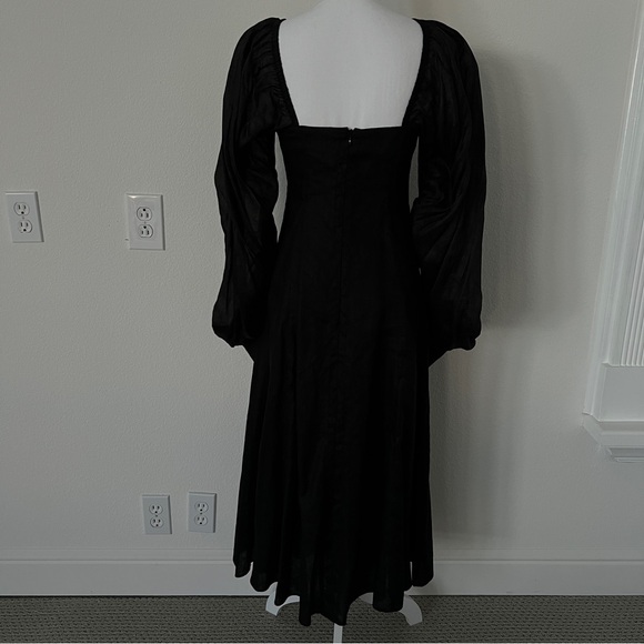 NWT Joslin Women's Mahla Blouson-Sleeve Linen Midi Dress - Picture 9 of 14